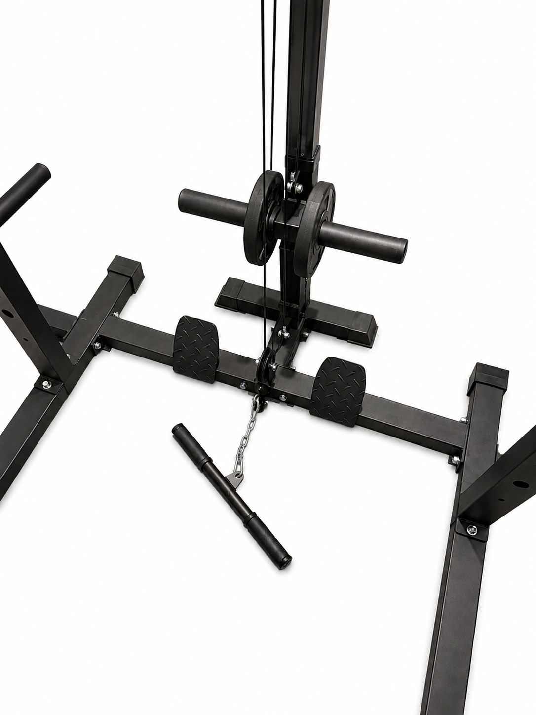 Heavy-Duty Power Rack With Lat Pulldown Attachment