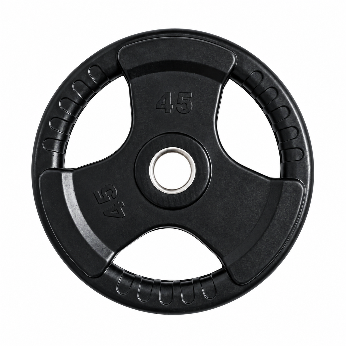 Pair of 45 lb rubber-coated Olympic weight plates from Markif, designed for home gym strength training equipment.