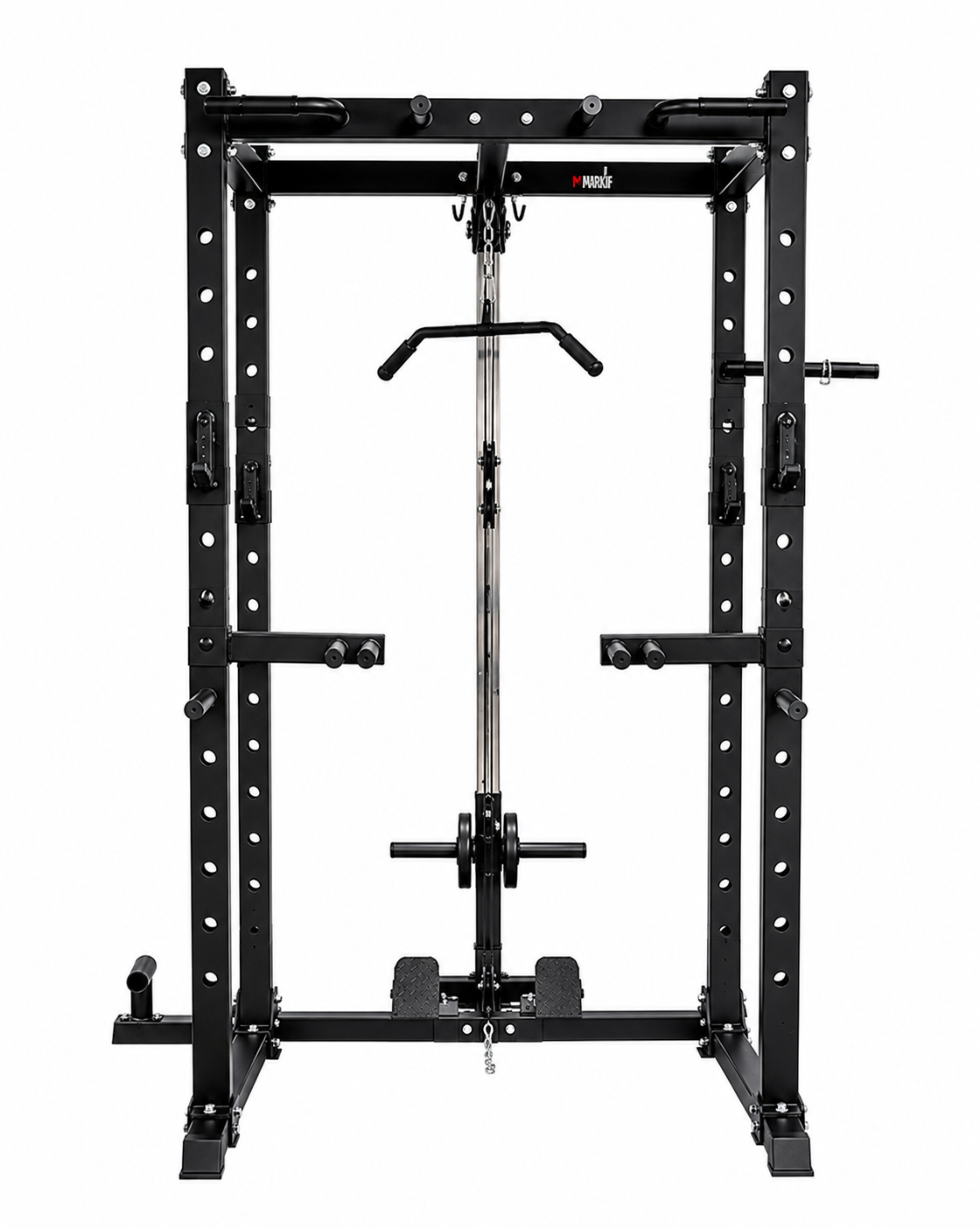 Heavy-Duty Power Rack With Lat Pulldown Attachment