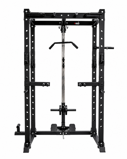 Heavy-Duty Power Rack With Lat Pulldown Attachment