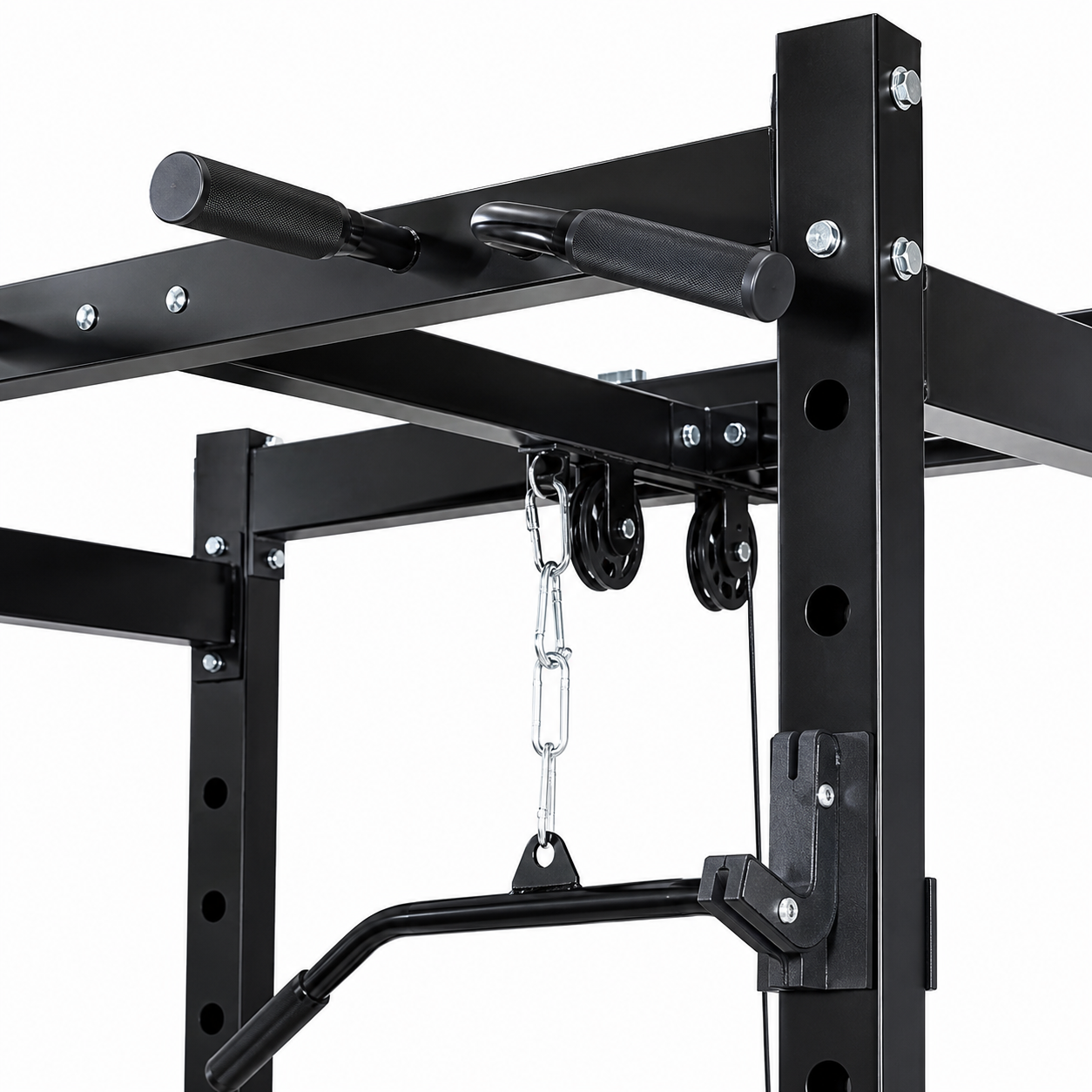 Heavy-Duty Power Rack With Lat Pulldown Attachment