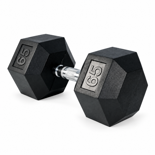 65 lb Rubber Hex Dumbbell Pair