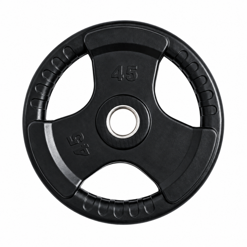 Pair of 45 lb rubber-coated Olympic weight plates from Markif, designed for home gym strength training equipment.