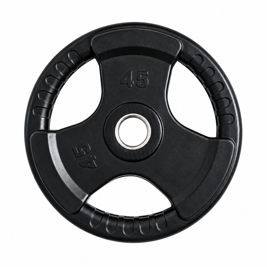 Pair of 45 lb rubber-coated Olympic weight plates from Markif, designed for home gym strength training equipment.