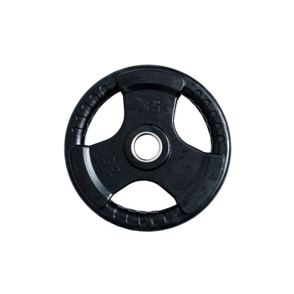 245 lb Rubber-Coated Olympic Plate Set with 7 ft Barbell