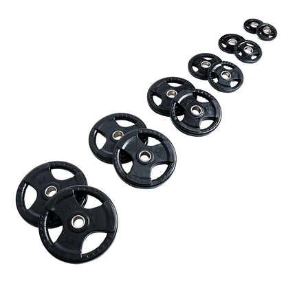 245 lb Rubber-Coated Olympic Plate Set with 7 ft Barbell