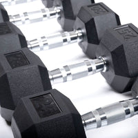 5-50lbs Rubber Dumbbell Set with Commercial 3-Tier Dumbbell Rack thumbnail 4