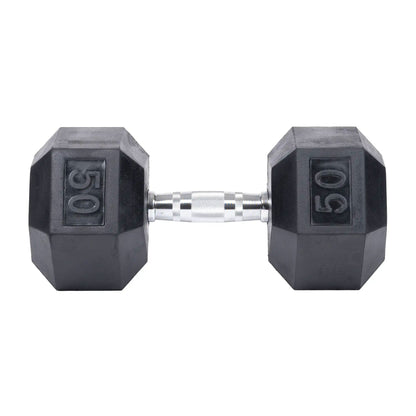 5-50lbs Rubber Dumbbell Set with Commercial 3-Tier Dumbbell Rack